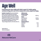 Product label for 'Age Well' supplement chews by Natural VetCare with ingredient and nutritional information.