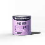 Purple container of Natural VetCare Age Well on a black background