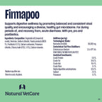 Firmapoo product label with text and branding for Natural VetCare on a green and white background.