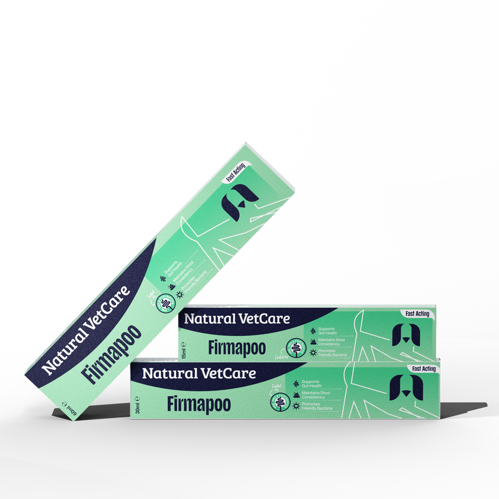 Natural VetCare Firmapoo dog gut support paste in branded box packaging